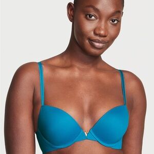 Victoria's Secret Teal Side Smoothing Push-up Bra with Plunge Neckline 32D
